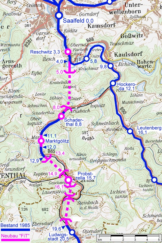 Karte Saalfeld - Ludwigsstadt